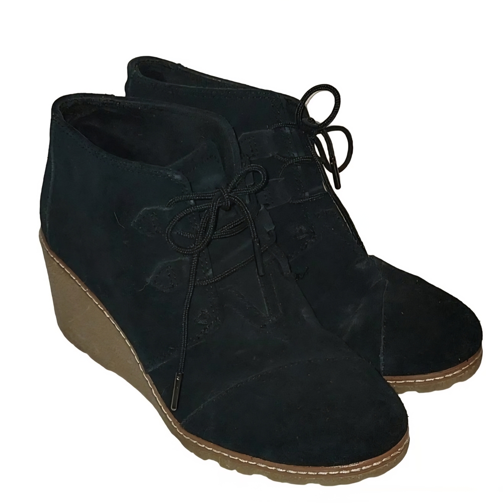 TOMS Desert Wedge Black Bootie